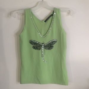 Michelle Nicole dragonfly beaded poly tank top